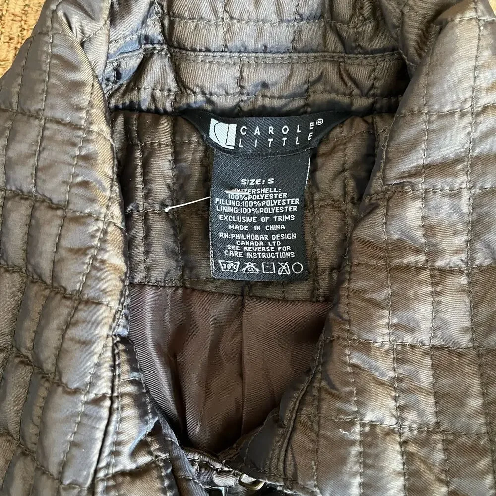 Carole Little Jacket Small Metallic Bronze Quilted Twist Metal Buttons Classic